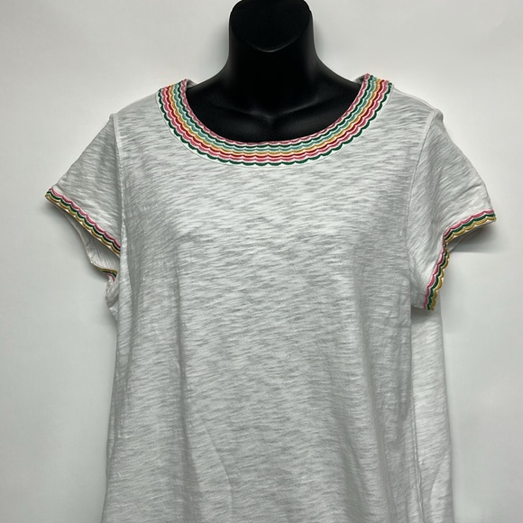 Trim Boden Sena Dress womens 10L white embroidered coastal boho colorful beach - Picture 3 of 11